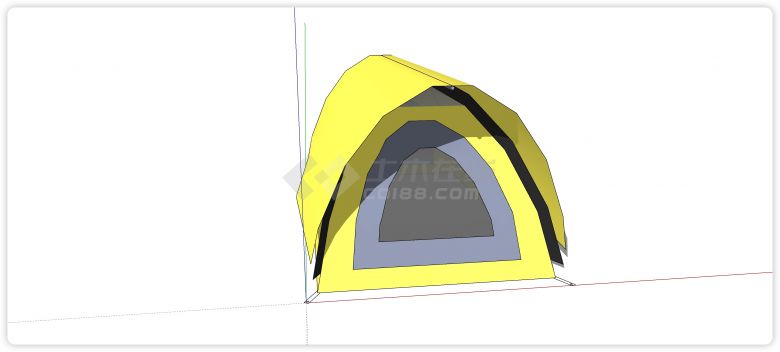 黄色双层顶拱形门帐篷su模型-图二
