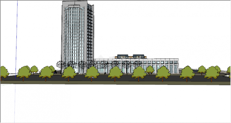 现代高层办公楼住宅区组合su模型-图二