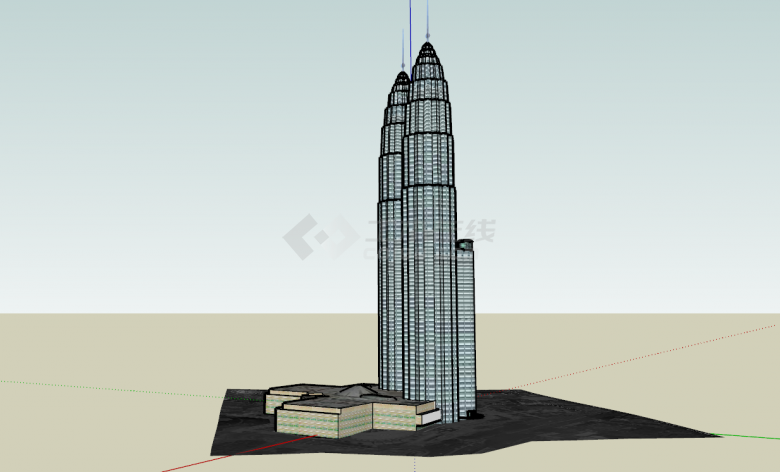 现代城市中心高层办公大楼su模型-图二