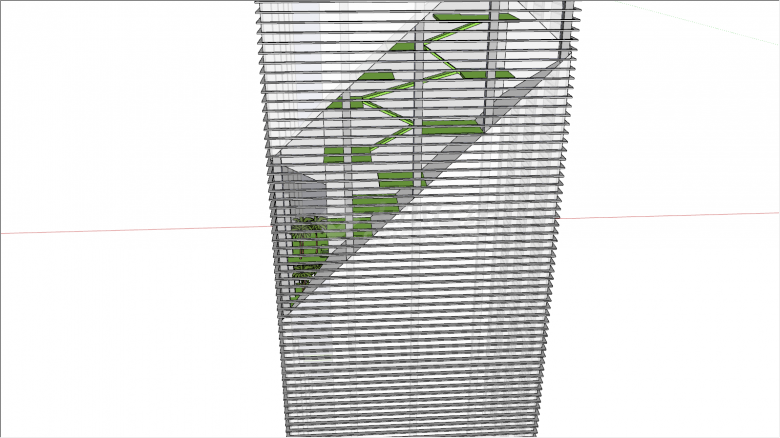 高层设计方案带树木带楼梯su模型-图一