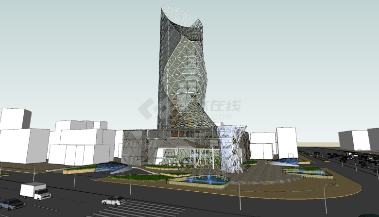 高层办公楼建筑设计su模型-图二