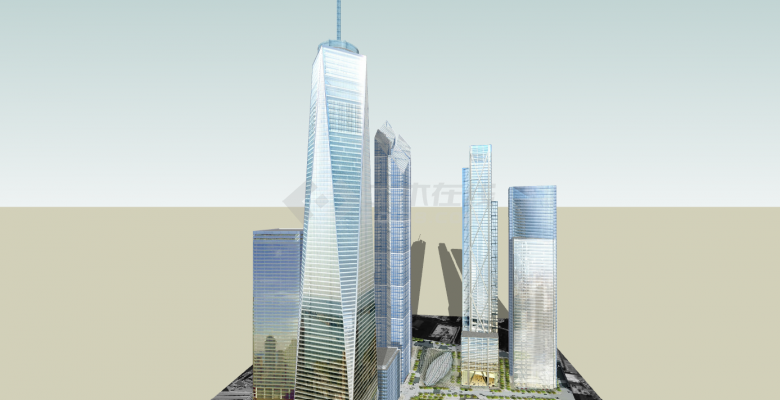 城市中心新型经济贸易中心su模型-图二
