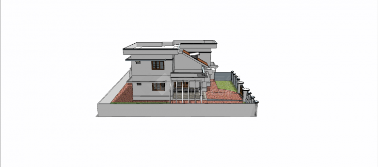 中式两层带露台白色墙体别墅su模型-图二