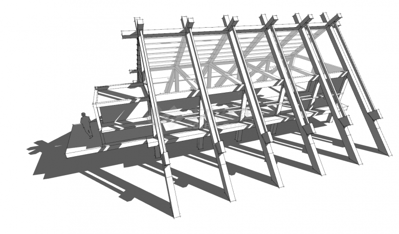 日本古建屋顶结构su模型-图二