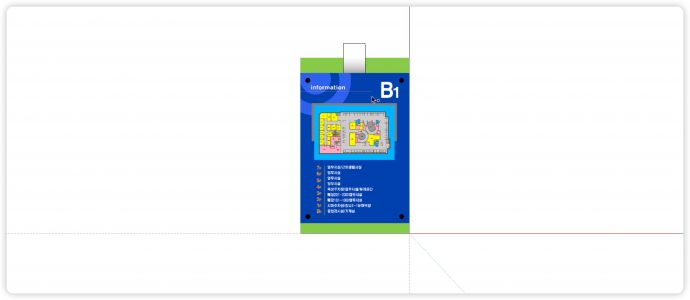 蓝色地图韩文指示牌su模型_图1