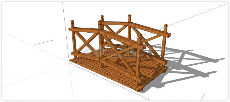 交叉造型木方结构木桥su模型-图一