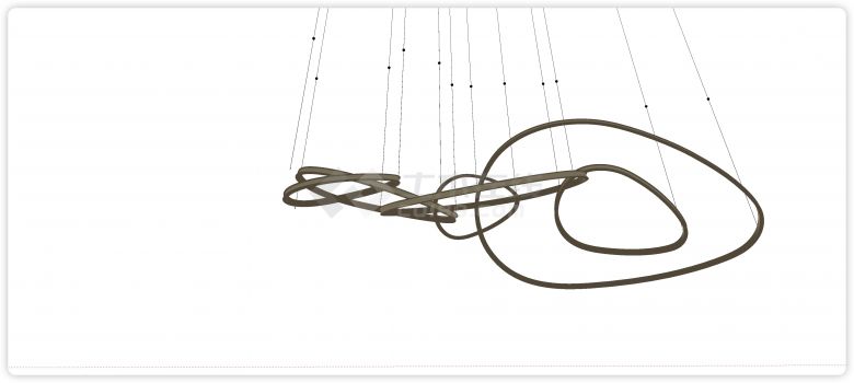 环形丝带相扣造型现代吊灯su模型-图二