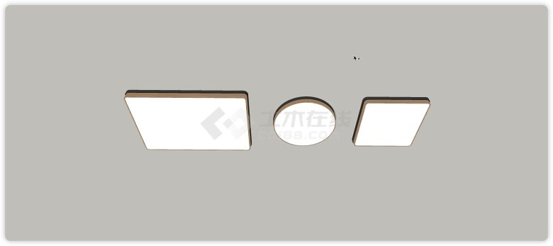 矩形方形圆形吸顶灯su模型-图一