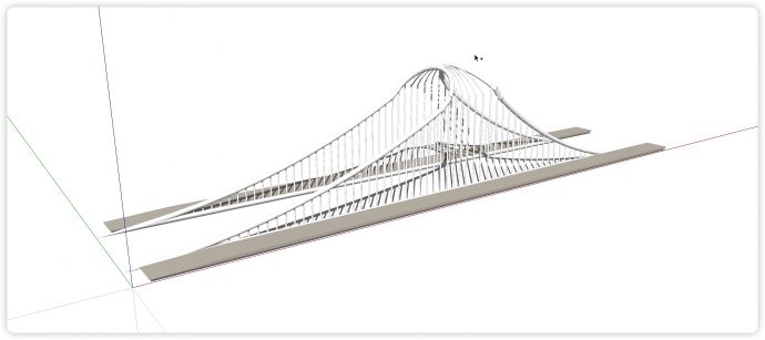 圆管钢铁结构山形围栏景观桥su模型_图1