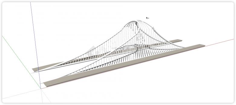 圆管钢铁结构山形围栏景观桥su模型-图一