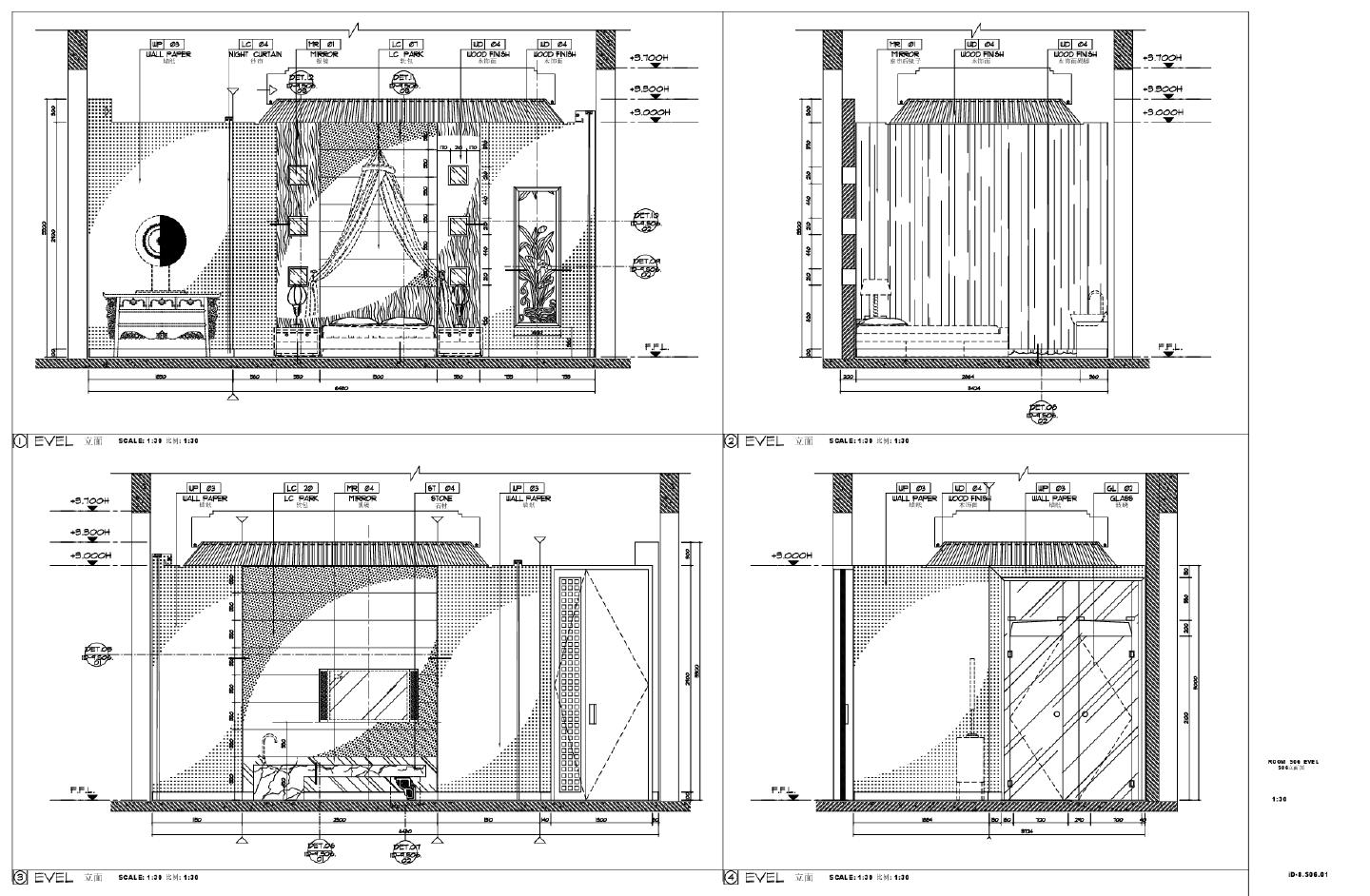 杭州外资五星级度假酒店-iD-8.S06.01房间立面装饰设计CAD图