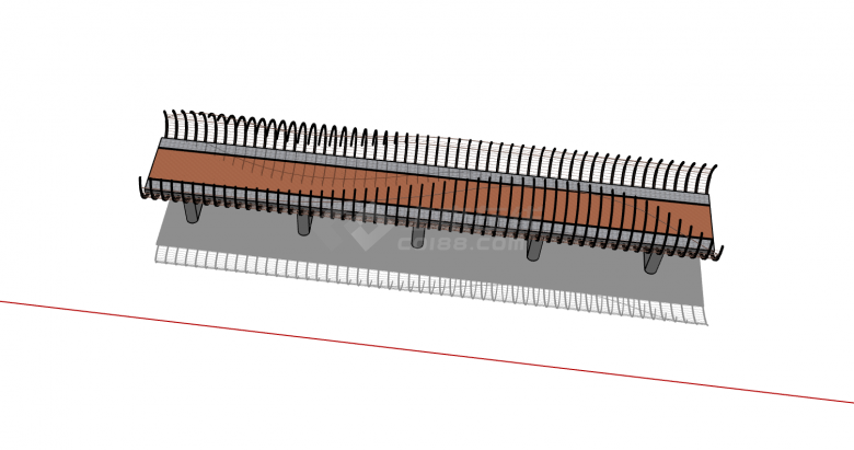 现代铁丝网桥梁设计su模型-图二