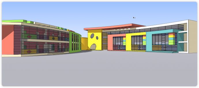 彩色设计长乐幼儿园su模型_图1
