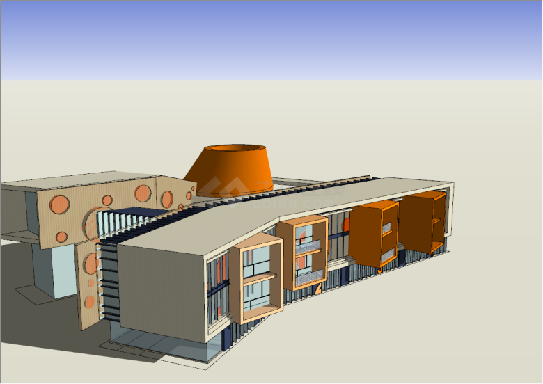 后现代风大型幼儿园建筑su模型-图二