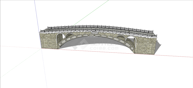拱式石质中式桥su模型-图一