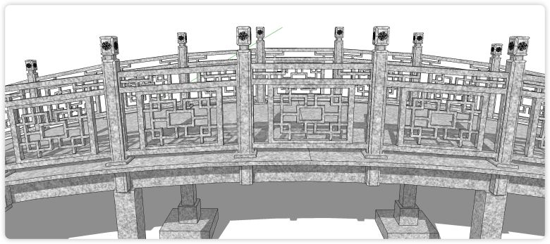 灰色花纹拱桥中式桥su模型-图二