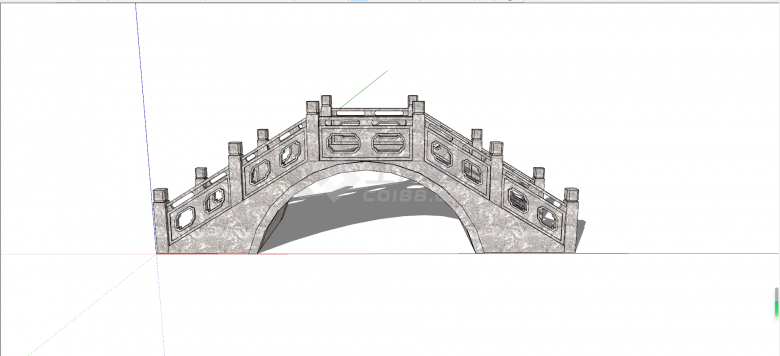 灰色带纹路钢筋混凝土中式桥su模型-图一