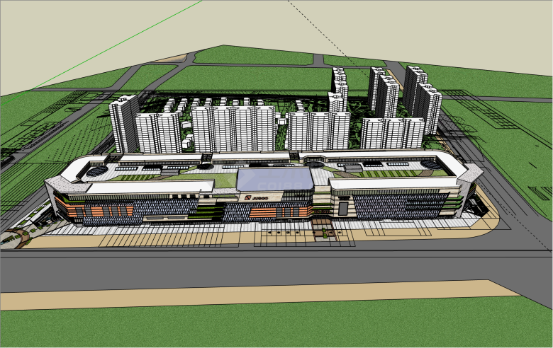 创意现代风格江门综合体su模型-图一