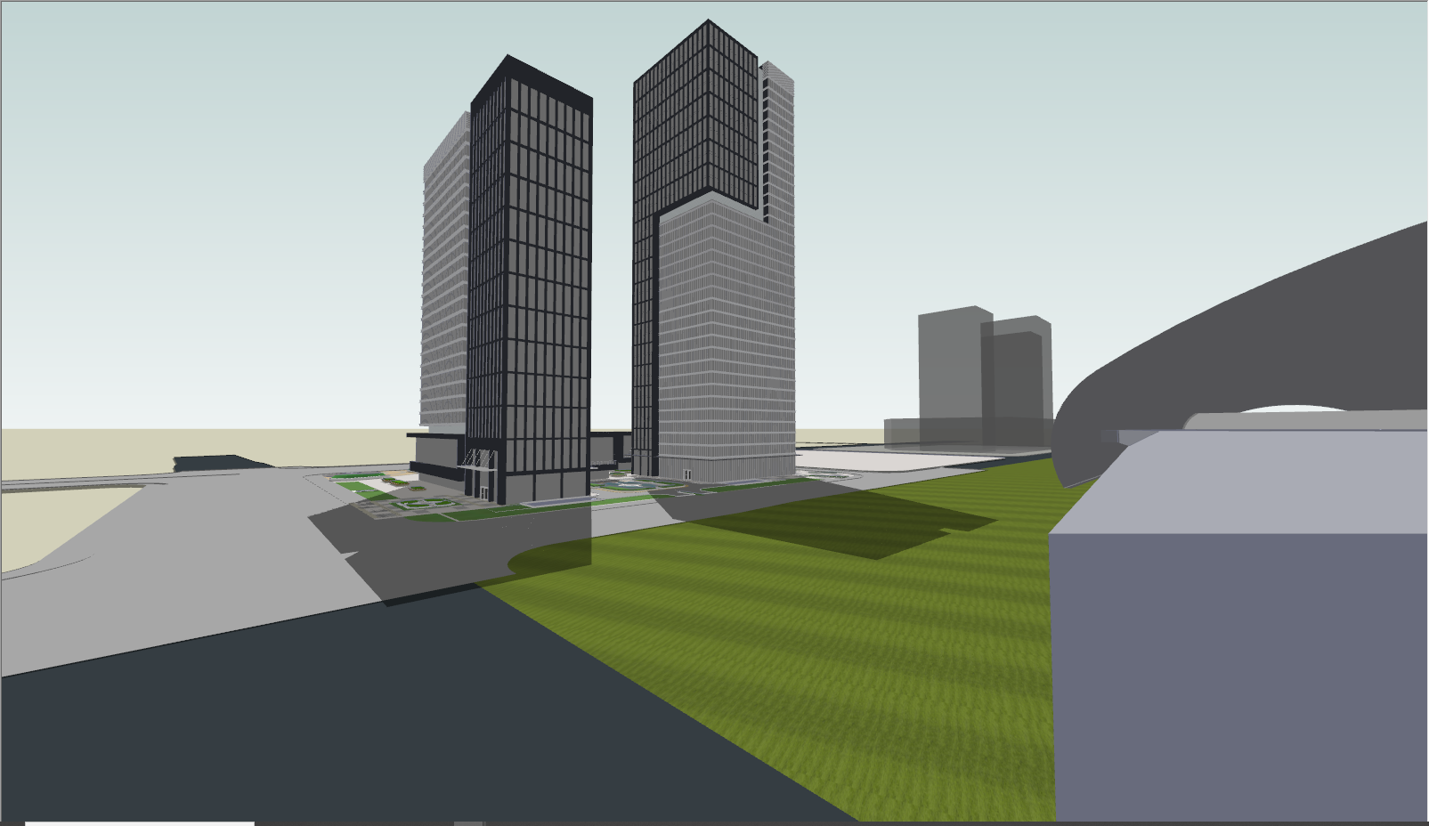 现代两栋超高层办公楼su模型-图二
