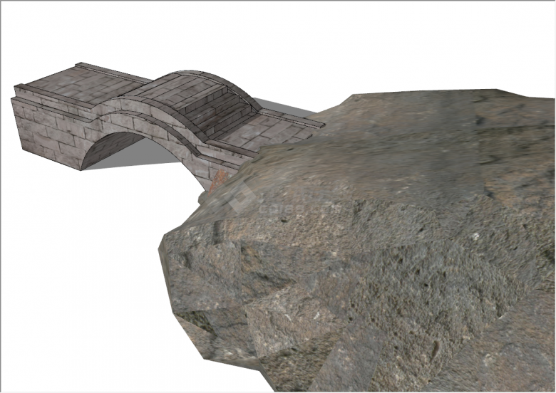 精品中式廊桥石拱桥su模型-图二