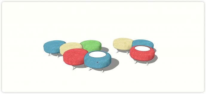 马卡龙彩色石桌石凳su模型_图1