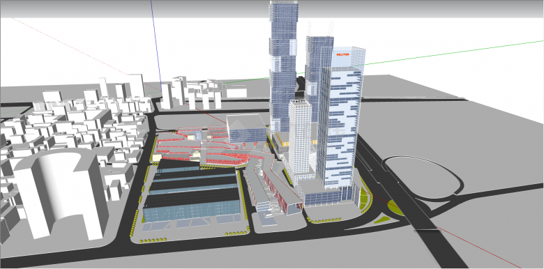 现代中心区城市建筑su模型-图二