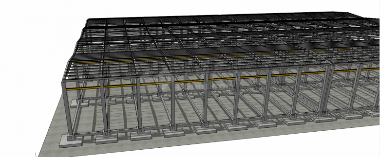 温室大棚钢结构框架su模型-图二