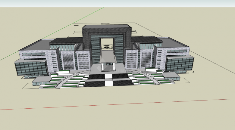 一座壮观豪华的建筑办公楼su模型-图二