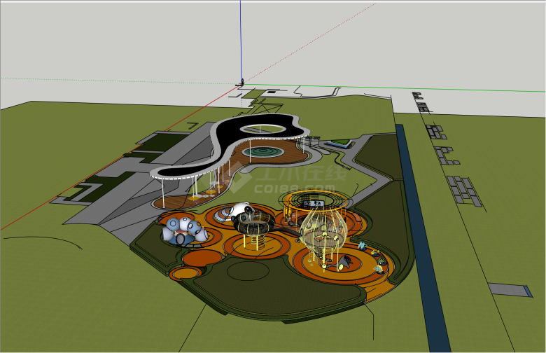 独特泡泡主题乐园现代儿童游乐园su模型-图一