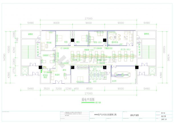 CAD室内高档办公室全套施工图-图二