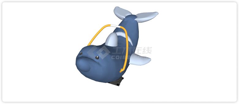 海豚摇摇车现代鱼主题儿童游乐设施su模型-图二