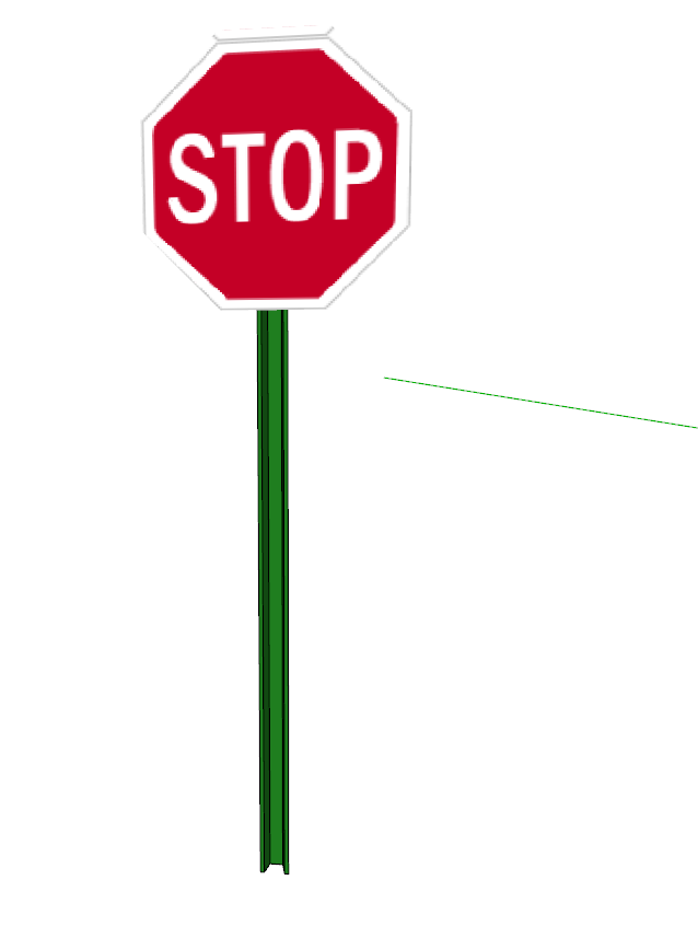 六边形的交通路标指示标识牌su模型_图1