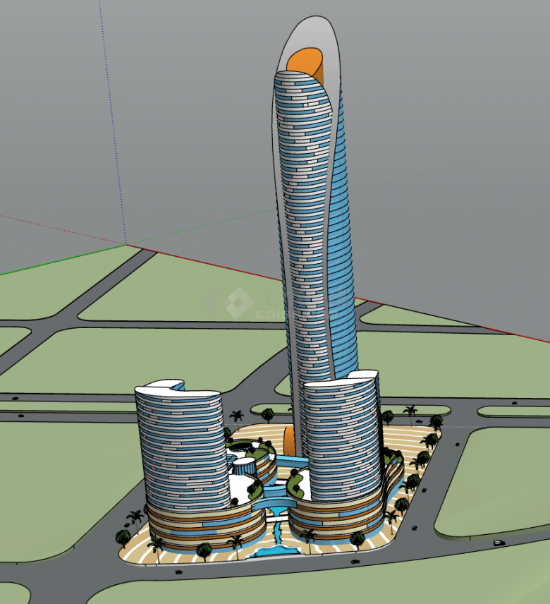 超高建筑现代大型商业综合体su模型-图一