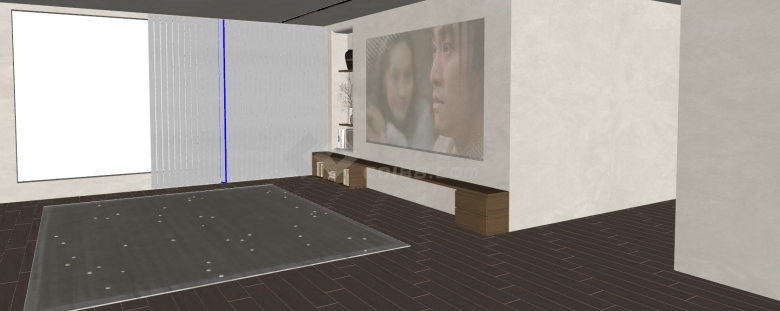 现代中式宽敞的客厅su模型-图二