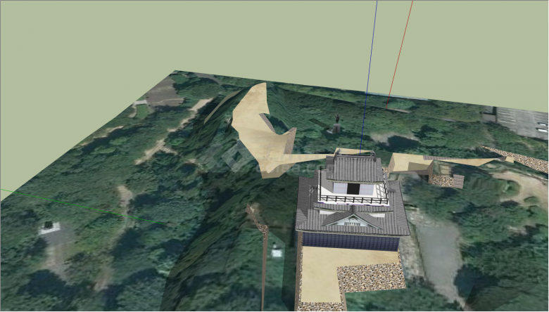 一座建在山上的日本建筑su模型-图一