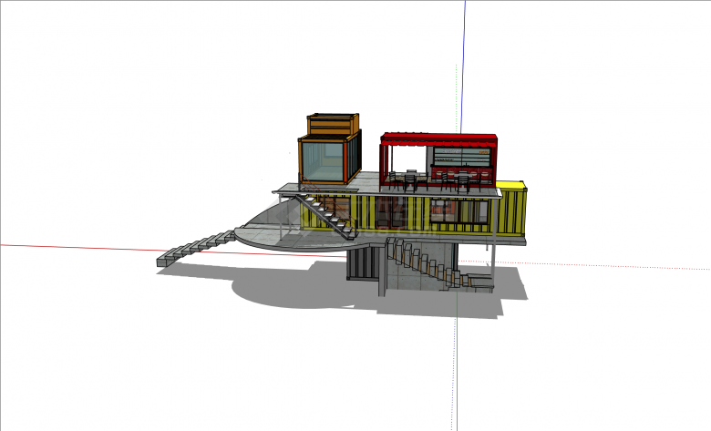 大型三层集装箱改餐厅SU模型-图二