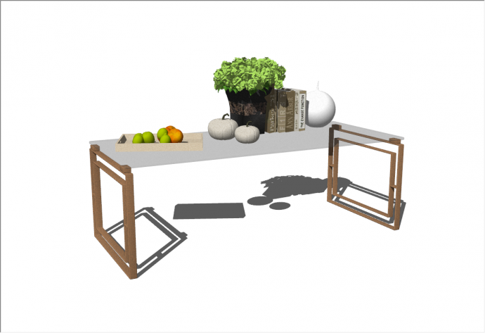 现代高档简易餐桌书桌su模型_图1