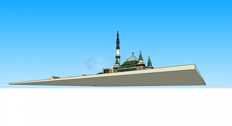 伊斯兰风尖顶清真寺su模型-图一