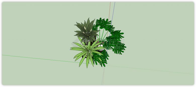 碗装花盆绿植组合室内植物su模型-图二