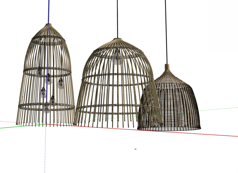 三个形状不同的编制灯具su模型-图二