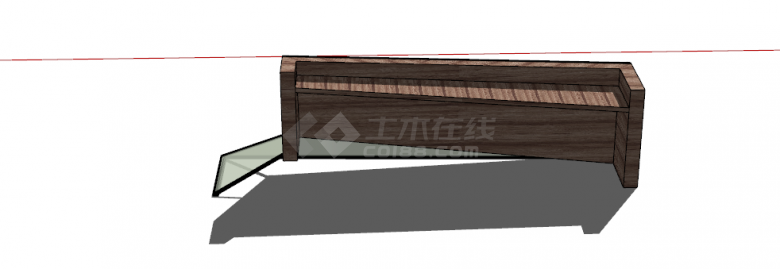 现代木质带玻璃前台su模型-图二