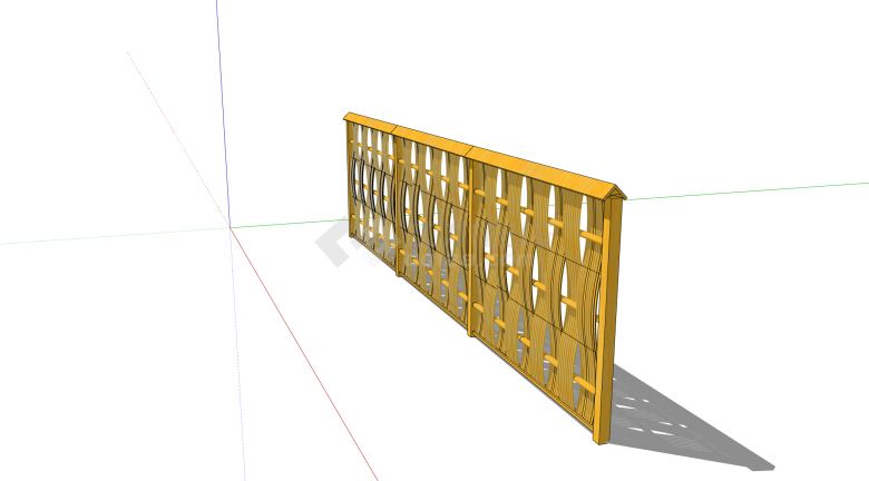 长形黄色竹制围栏su模型-图二
