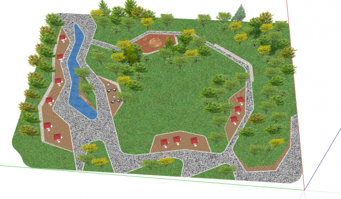 带绿植的小游园景观设计SU模型_图1