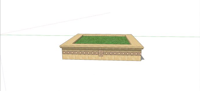 大理石材质方形花池坐凳SU模型_图1