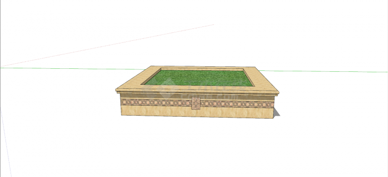 大理石材质方形花池坐凳SU模型-图一