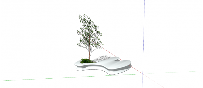 乳白色异形玻璃钢材质树池坐凳su模型_图1