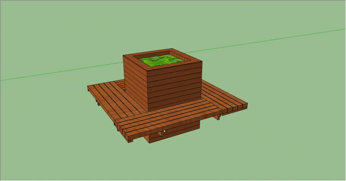 中式木质经典花池坐凳su模型_图1