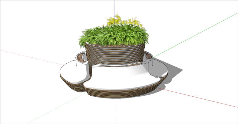 现代高级白色圆形花池坐凳su模型-图二
