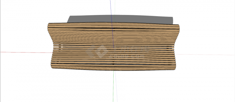 一字形榉木材质坐凳su模型-图二
