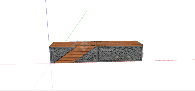 现代铁丝网围护外观内置石子填充样式公园木椅su模型-图二